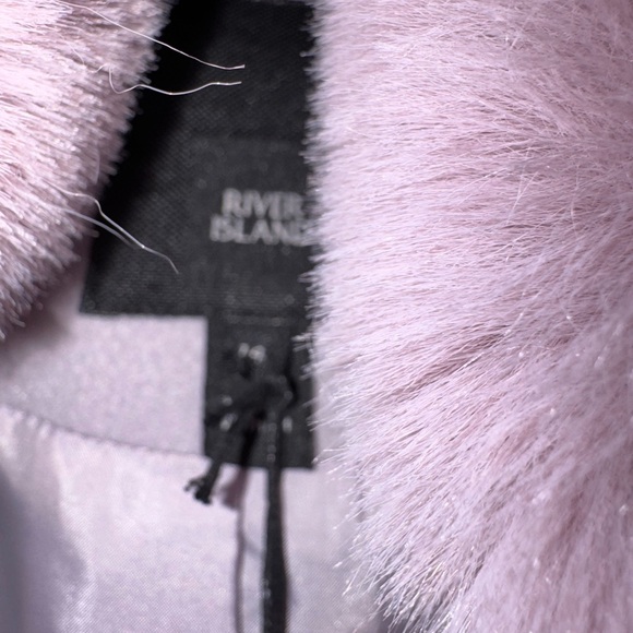 River Island Lavender Teddy Coat with Fur Trim - Picture 2 of 5